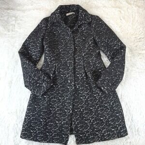 Romy XS Floral Pea Coat Jacket Black Button Long‎ Sleeve Romantic Chic Cottage